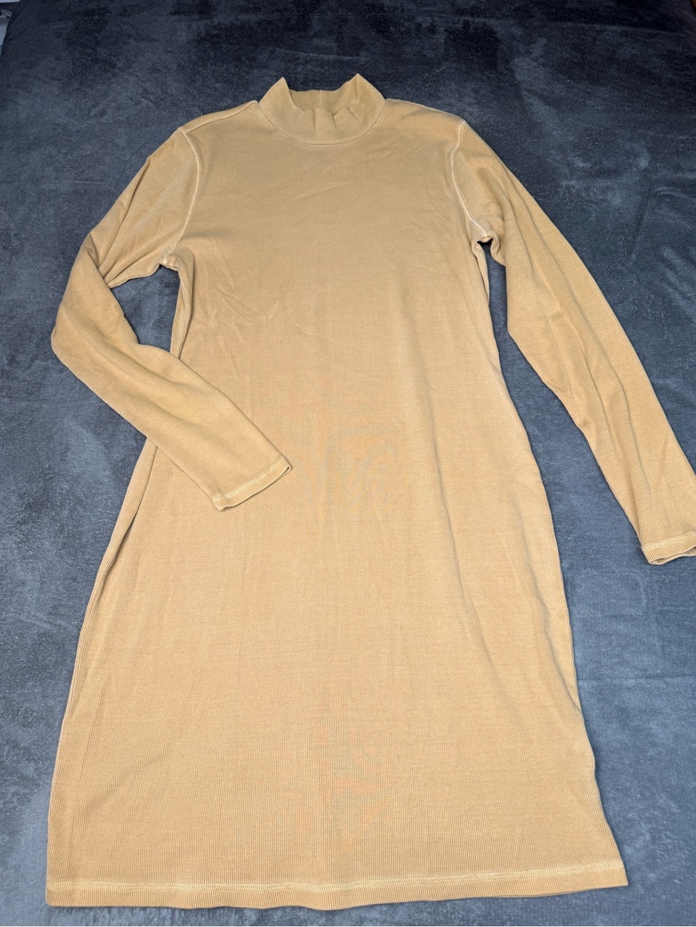 Old Navy Camel Long-Sleeve Mock Neck Knit Dress